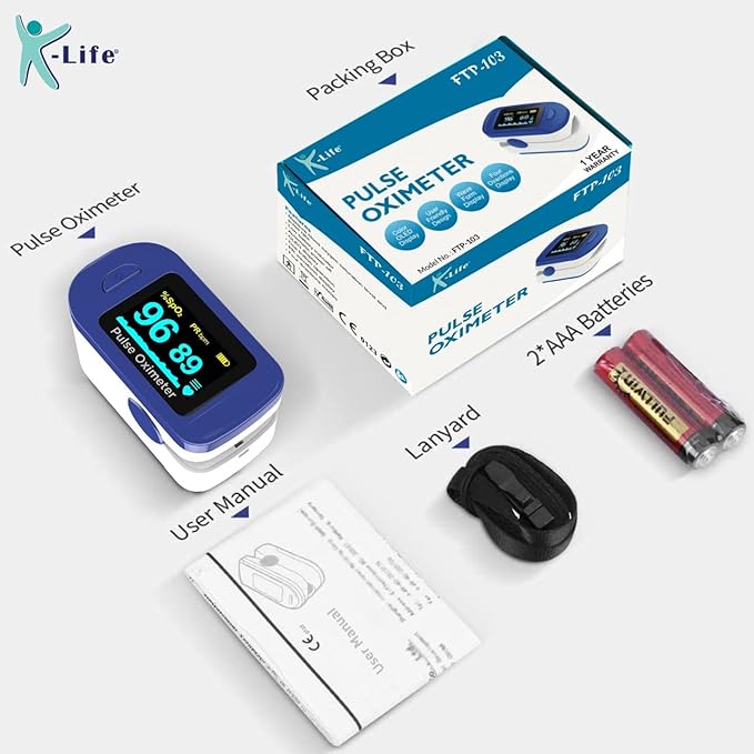 Finger Tip Pulse Oximeter measuring SpO2 and Pulse Rate suited for Adu ...
