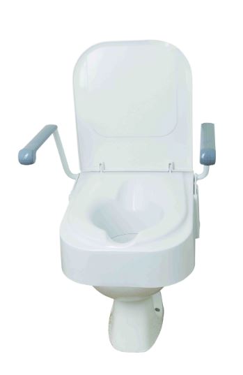 Raised Toilet Seat With Arms & Lid